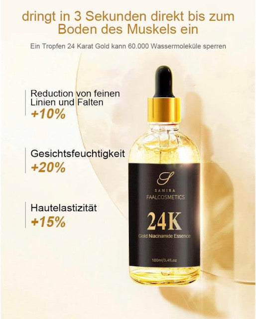 Hyaluron Serum Gesicht ,Skincare Anti Aging Serum mit 24K Echtgoldpartikel, Niacinamide Essence,Strahlender Glow 100ml