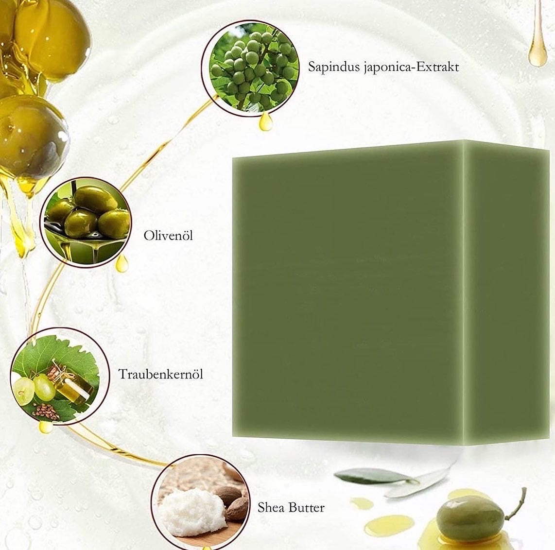 SAMIRA Olivenöl-Seife, 100% Bio, Inkl. Netzbeutel