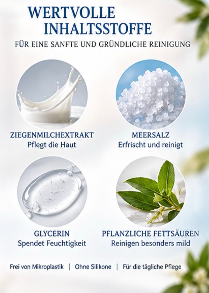 Samira Seife mit Meersalz & Ziegenmilch (100g)- Tiefenreinigende natürliche Gesicht & Körperseife